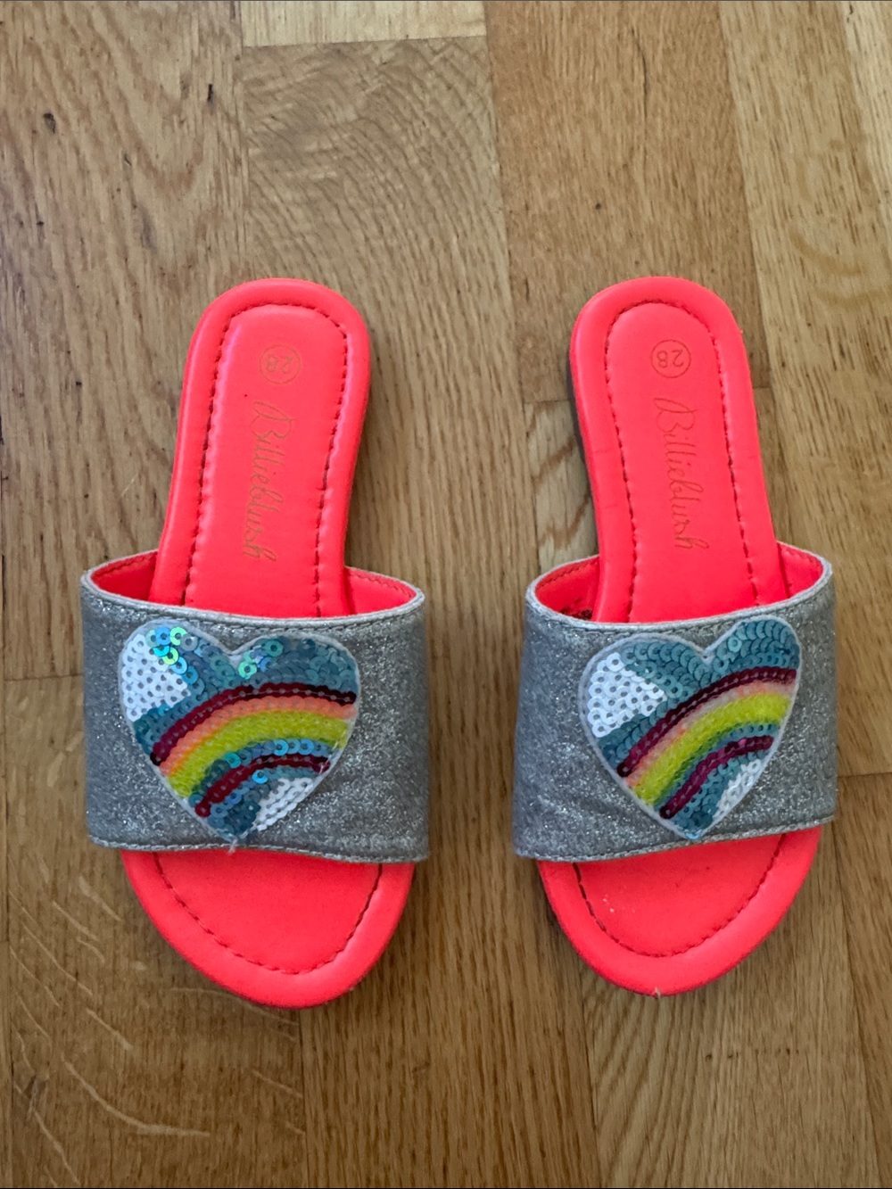 Billieblush heart rainbow sandals slides 28